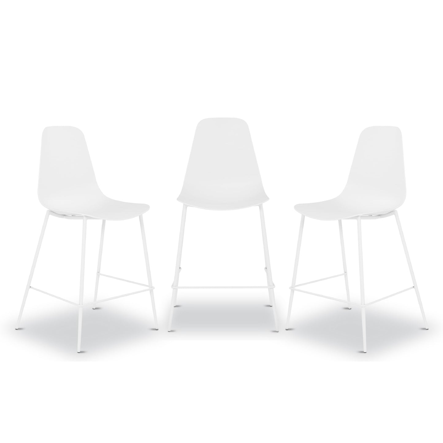 POLY & BARK Isla Modern Dining Chairs Set of 4 – Mid Century Modern Plastic Dining Chair with Metal Legs – Kitchen & Dining Room Chairs – Indoor/Outdoor – White