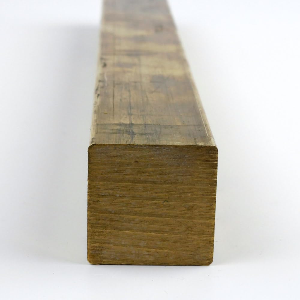 360 Brass Square Bar, Unpolished (Mill) Finish, H02 Temper, ASTM B16, 1/2" Height, 36" Length, OnlineMetals