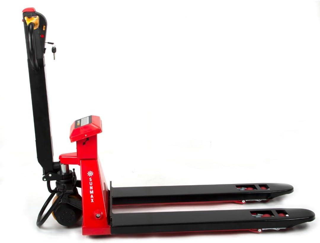Full-Electric Pallet Jack Truck with Built-in Scale, 4400 lbs Capacity, 48" x 27" Fork Size, Electric Brake