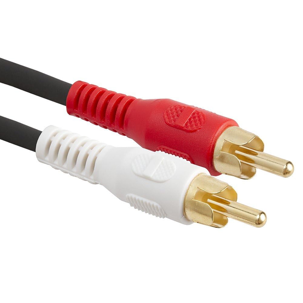 Cmple - 2 RCA Male to 1 RCA Female Stereo Audio Y-Cable, 2 RCA Plugs to 1 x RCA Jack Y-Adapter Subwoofer Cable, Gold Pla