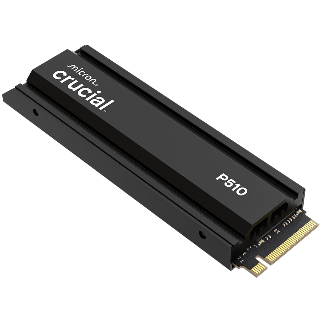 Crucial P510 PCIe Gen5 NVMe 2TB SSD with Heatsink, Up to 10,000MB/s, TLC NAND, Laptop & Desktop (PC) Compatible, for Gamers & Creatives, Solid State Drive – CT2000P510SSD5-01