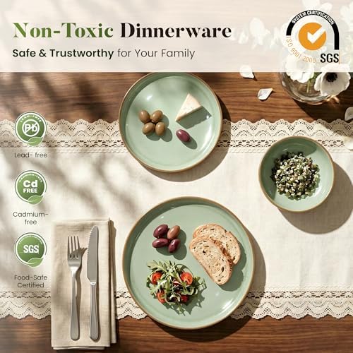 Kitchen Academy 12Pcs Granite Cookware Set + 24 Pcs Stoneware Dinnerware Sets for 8