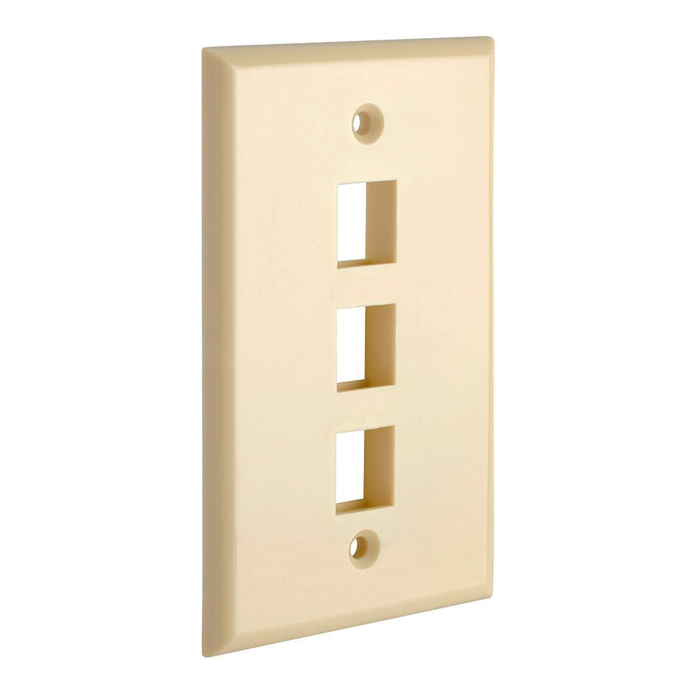 Cmple - 3 Port Keystone Wall Plate Single-Gang Wall Plate with Standard Size Keystone Jack Insert - White