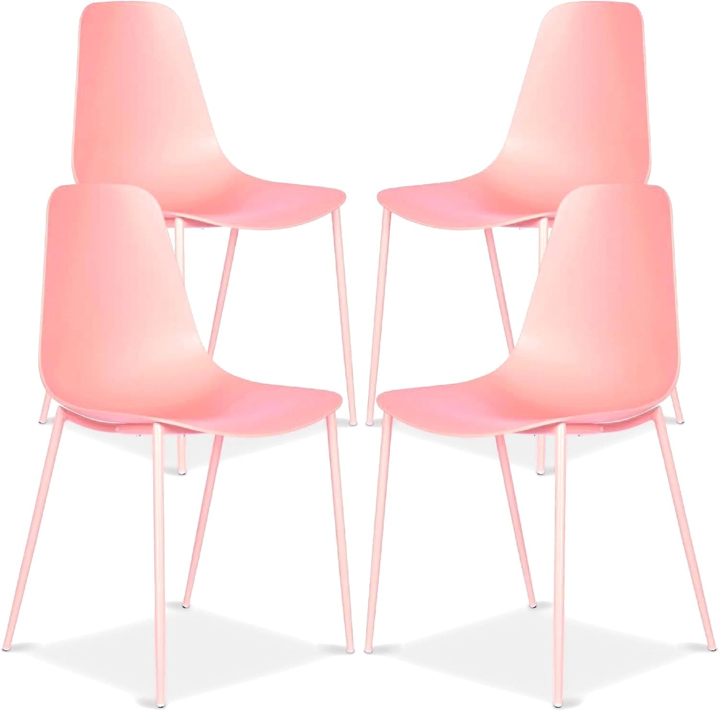 POLY & BARK Isla Modern Dining Chairs Set of 4 – Mid Century Modern Plastic Dining Chair with Metal Legs – Kitchen & Dining Room Chairs – Indoor/Outdoor – White