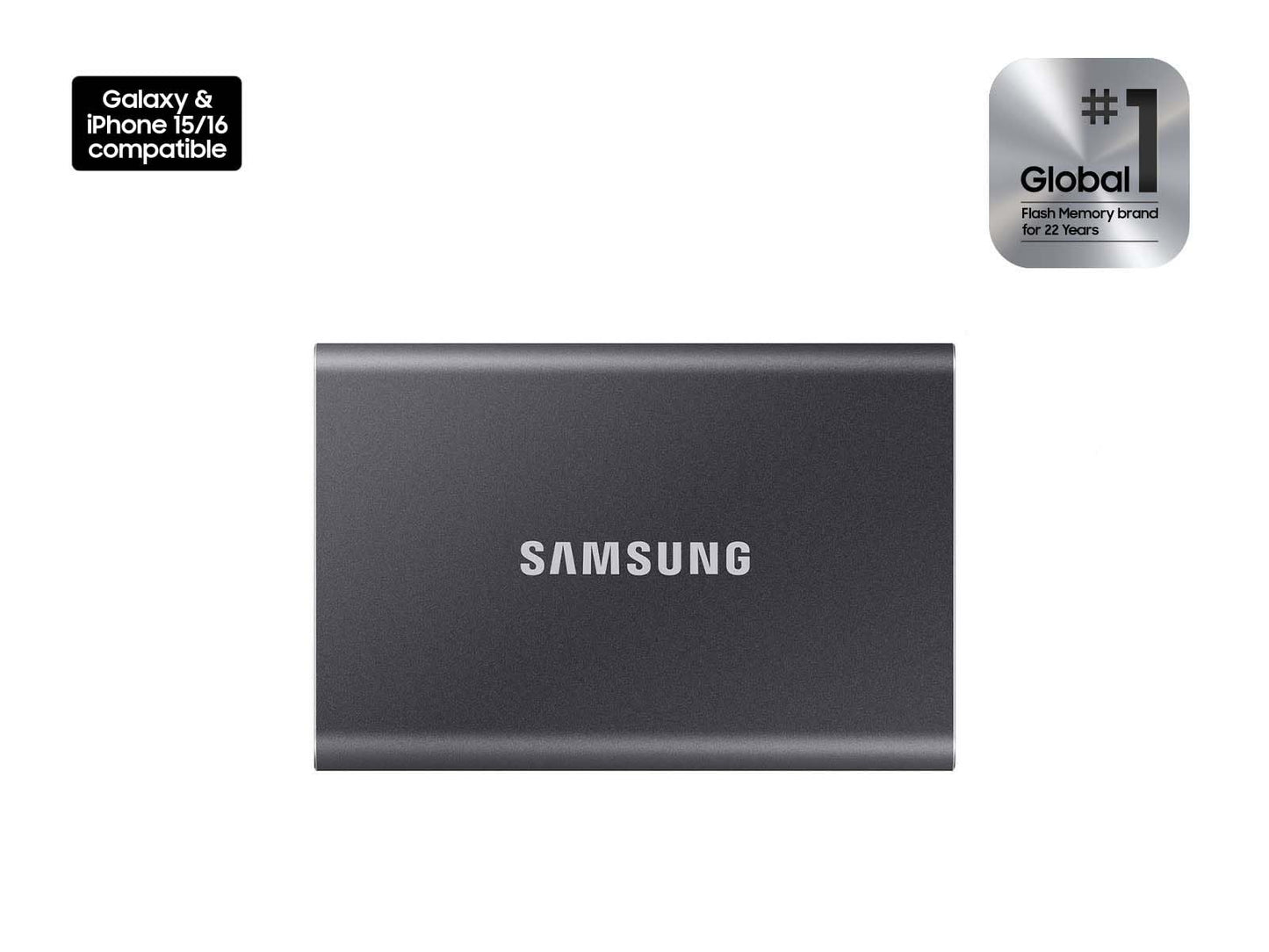 Samsung T7 Portable SSD, 2TB External Solid State Drive, Speeds Up to 1,050MB/s, USB 3.2 Gen 2, Reliable Storage for Gaming, Students, Professionals, MU-PC2T0T/AM, Gray