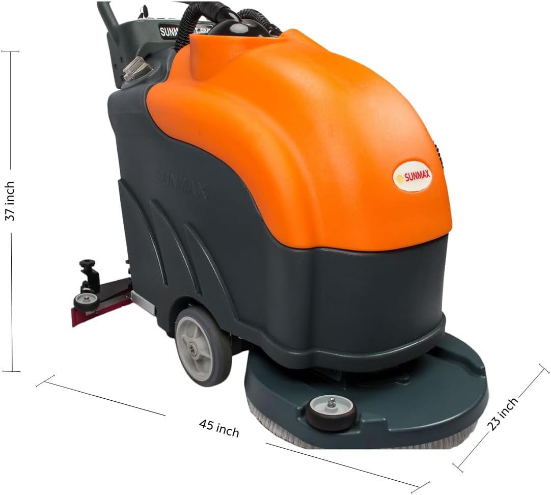 22" Walk-Behind Commercial Floor Scrubber Dryer, 13.2/14.5-Gal Dual Tanks, 3.5-Hour Fast Charging, Up to 5 Hours Runtime, 31" Squeegee, Cordless Hard Floor Cleaner