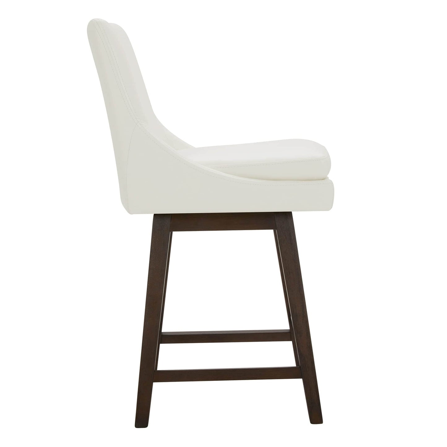 CHITA Bar Height Swivel Barstool with Back Set of 2, FSC Certified Upholstered Bar Stool, 30.7" H Seat Height, Fabric in Ivory