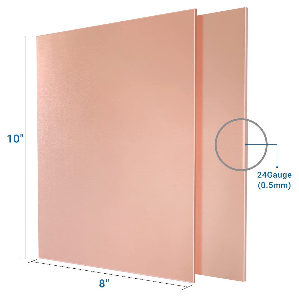 2 Pieces 99.9% Pure Copper Sheet, 6" x 6", 24 Gauge(0.5mm) Thickness, Film Attached Copper Plate, Great for Jewelry, Crafts, modelers