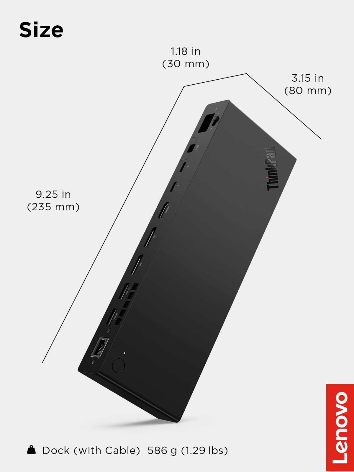 Lenovo ThinkPad Universal Thunderbolt 4 Dock, 4 Displays, Dynamic Power Charging up to 100W, Black