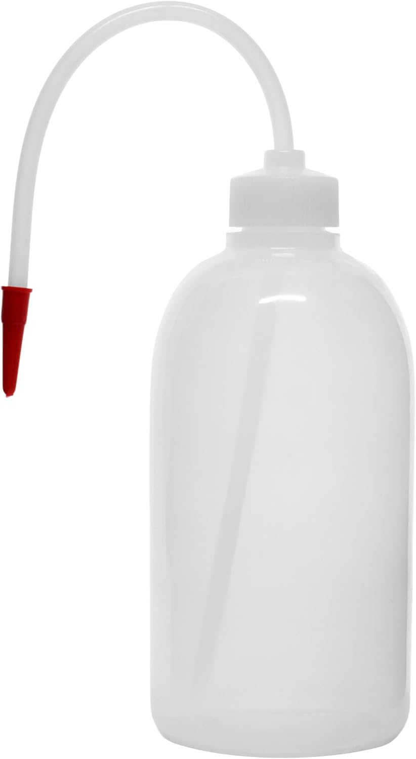 EISCO Wash Bottle, 500ml - Polyethylene - Translucent, Unbreakable - Screw Cap with Flexible Delivery Tube for Dispensing Liquid - Includes Tube Cap Labs
