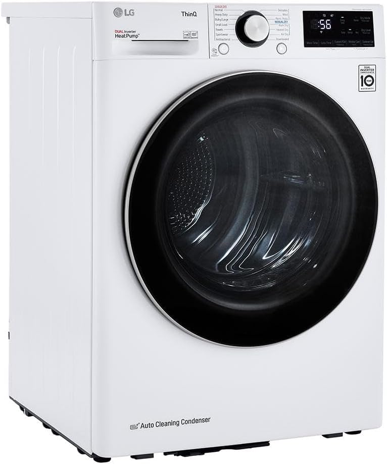 LG DLHC1455W 24 in. W 4.2 Cu. Ft. Ventless Stackable Compact Smart Electric Dryer in White with Dual Inverter HeatPump Technology