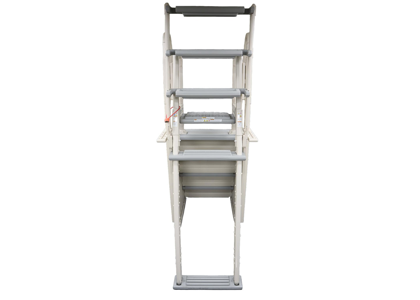 Confer Plastics Step-1X: Sturdy Above Ground Entry System with Dual Handrails and Slip-Resistant Steps, Easy Installation, Supports up to 400 lbs - Proudly Made in USA. Warm Grey with Grey Treads