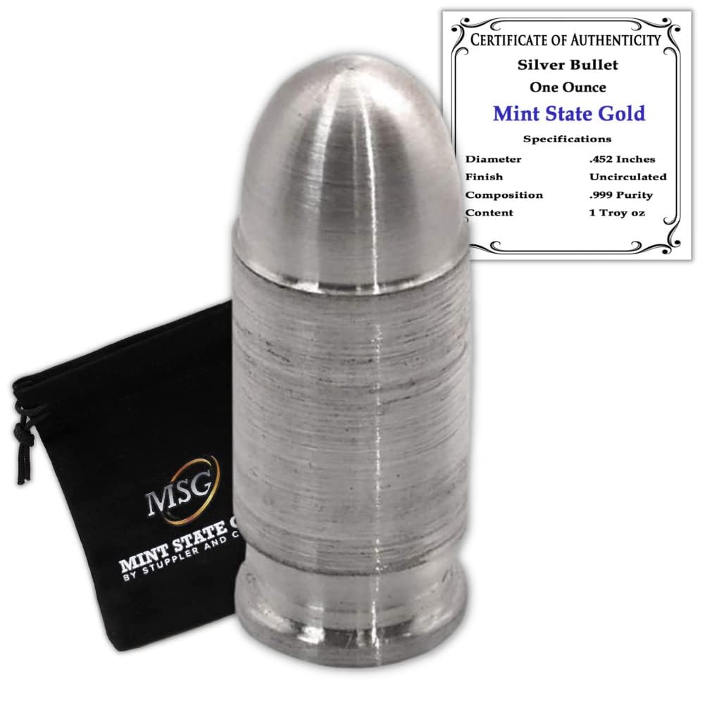 Silver Bullet - .45 Caliber (1 oz) - .999 Pure Silver by Mint State Gold