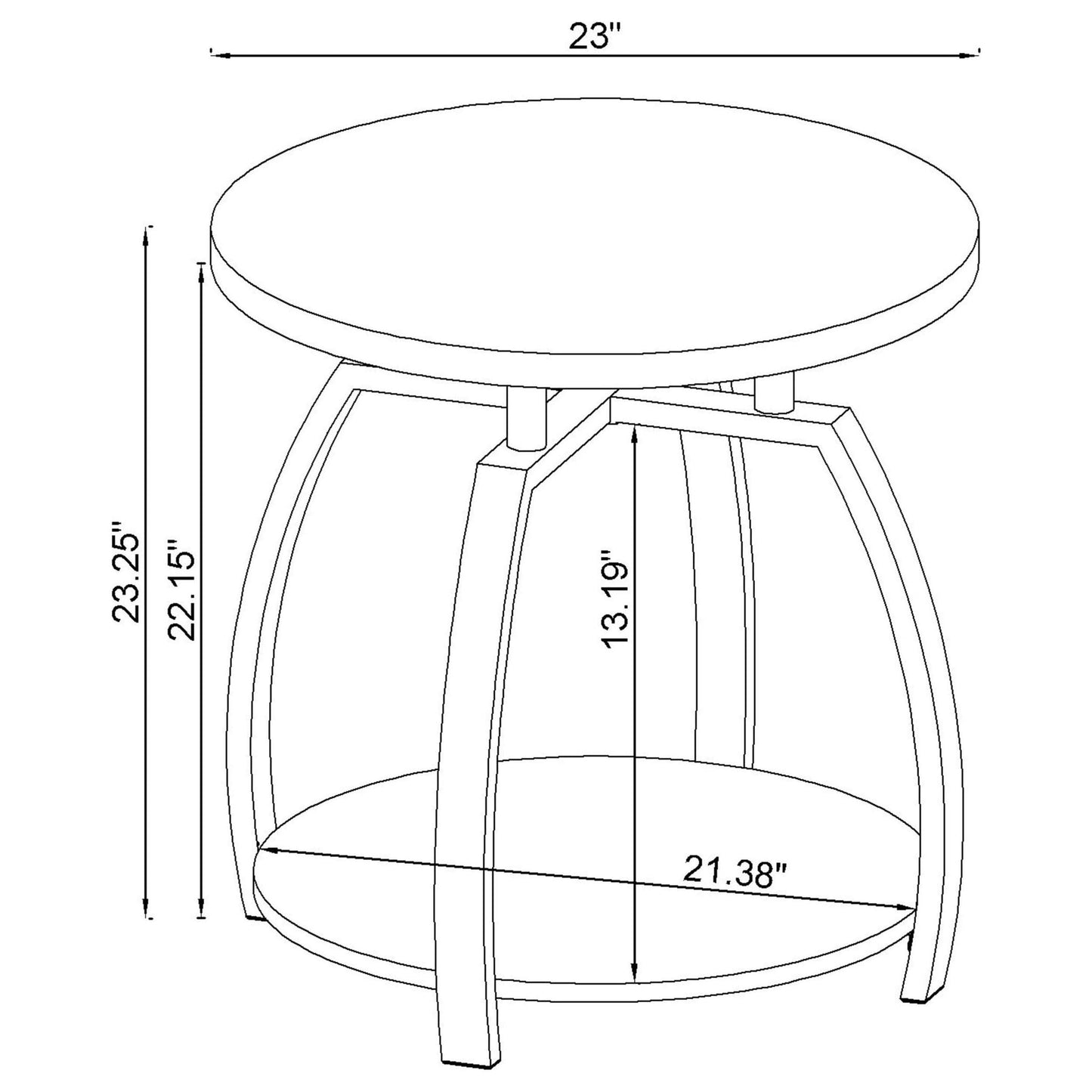 Dacre 3-piece Round Coffee and End Table Set Dark Charcoal