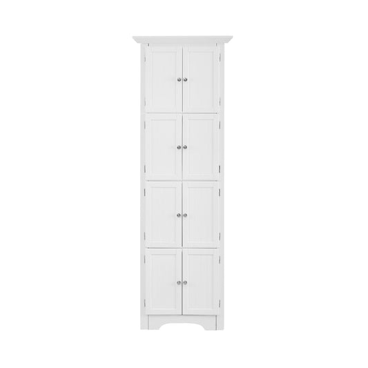 Tall Storage Cabinet With Doors And 4 Shelves For Living Room, Kitchen, Office, Bedroom, Bathroom, Modern