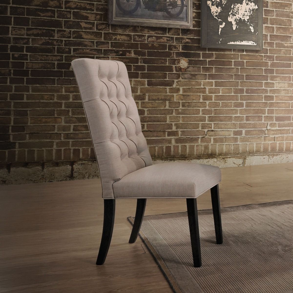 Morland - Side Chair (Set of 2) - Tan Linen & Vintage Black