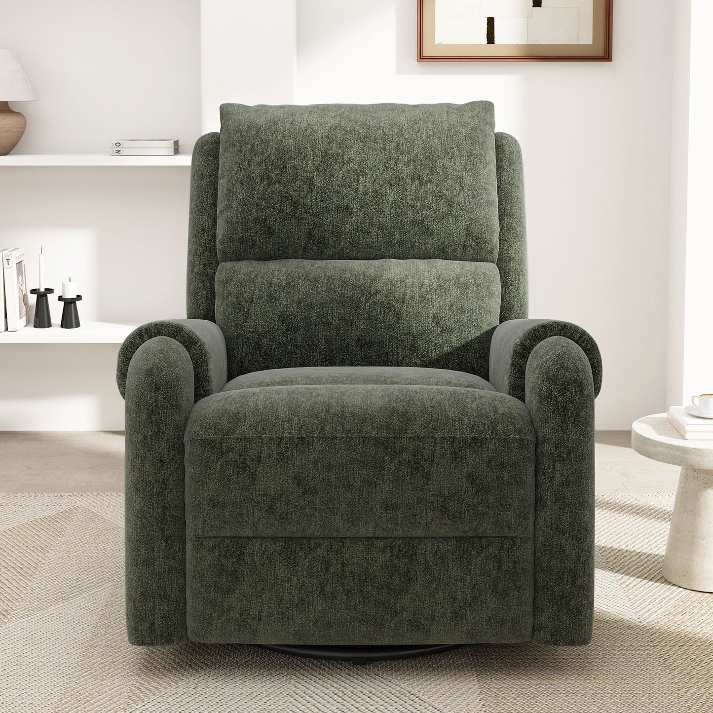 Manual Recliner Massage Chair With Swivel Rocker, 8 Massage Modes, Side Storage Pocket