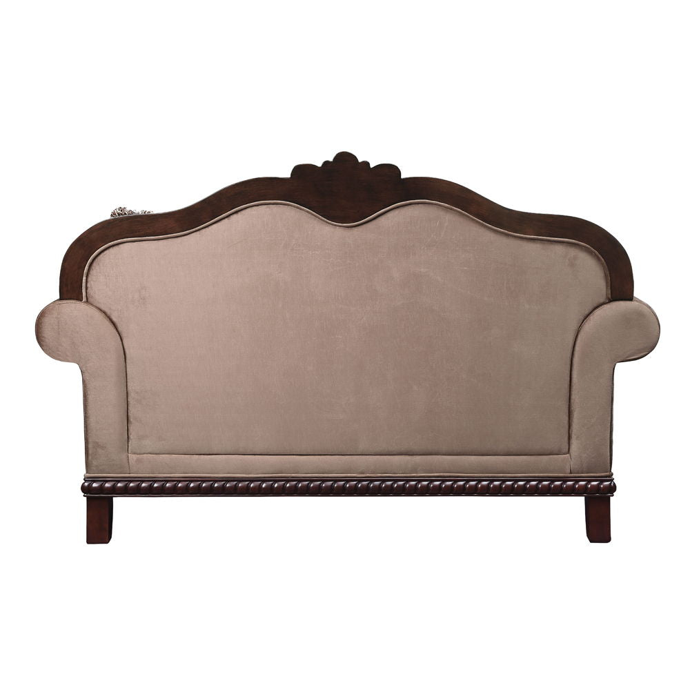 Chateau De Ville - Loveseat With 3 Pillows (Same Lv01589) - Fabric & Espresso