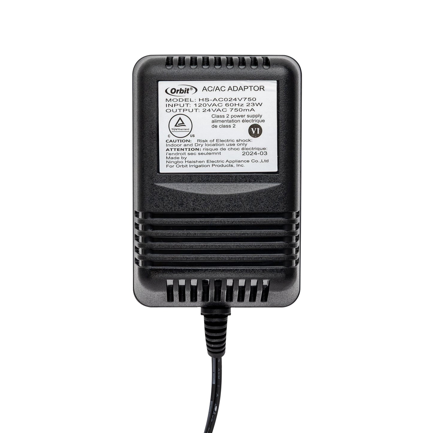 24V 750mA Transformer for Indoor Sprinkler Controllers 57040