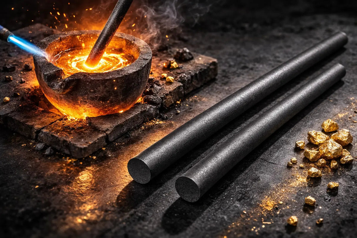 Gold Melting Kit Small Ceramic Crucible + 3/8" Graphite Stirring Rod Refining