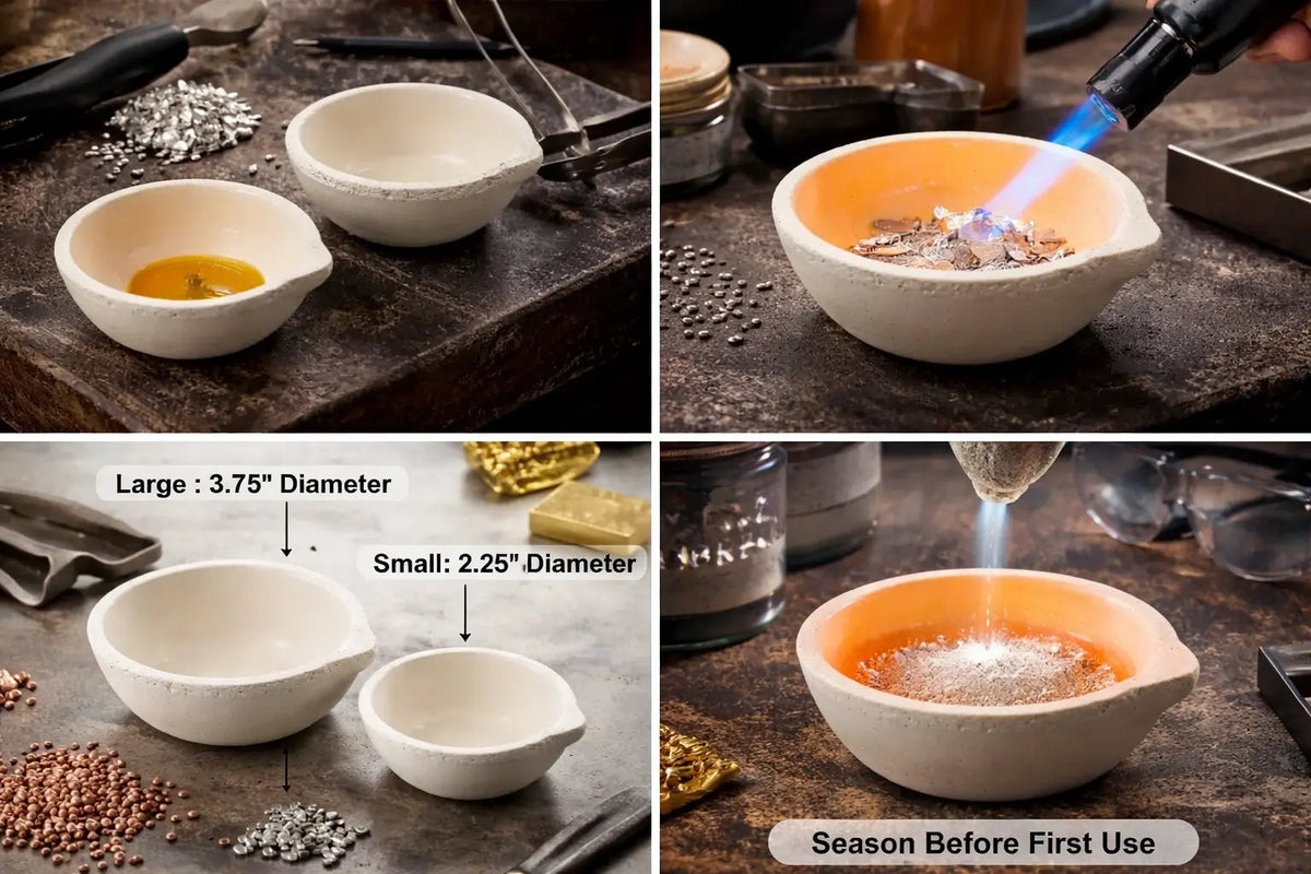 Gold Recovery & Melting Kit SMB Gold Precipitant 1lb + Ceramic Crucible Refining