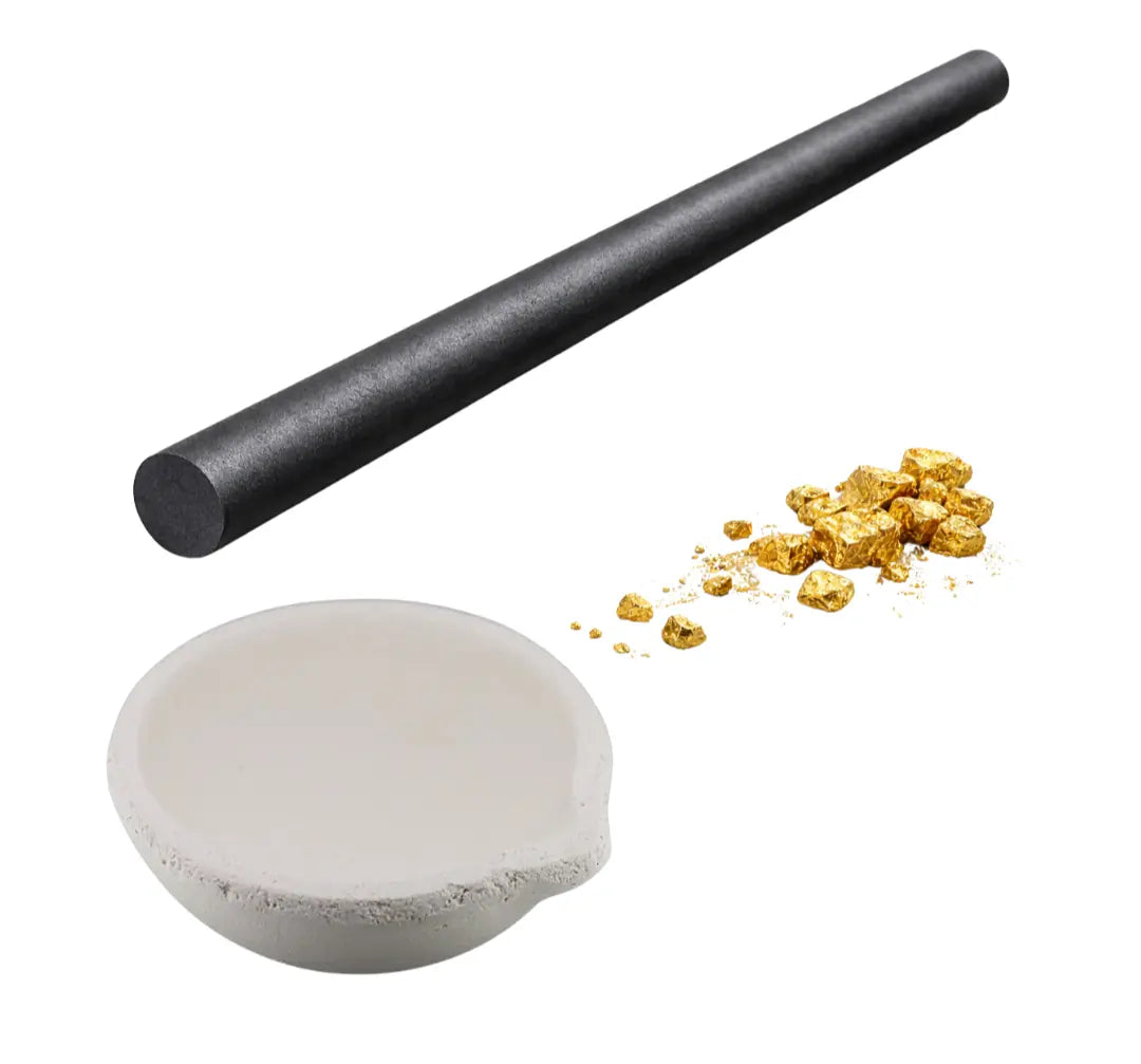 Gold Melting Kit Borax Flux + Small Ceramic Crucible + 1/2" Graphite Rod Tool