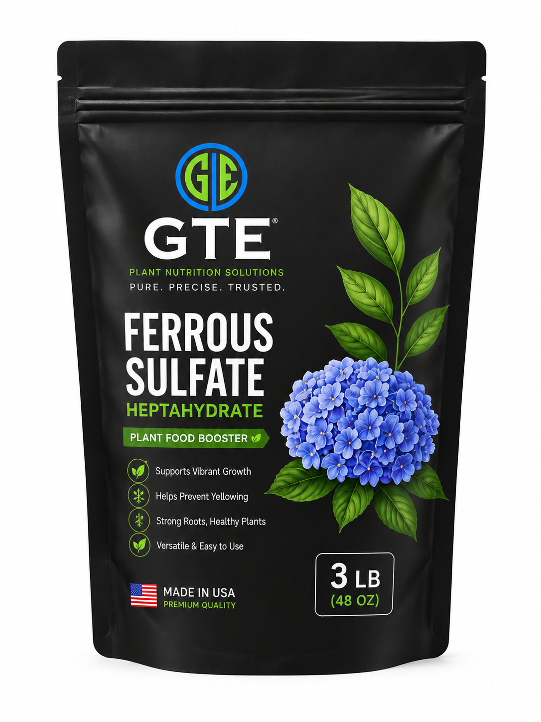 GTE Ferrous Sulfate Powder – 3 lb, 20% Iron, Water-Soluble Plant Supplement