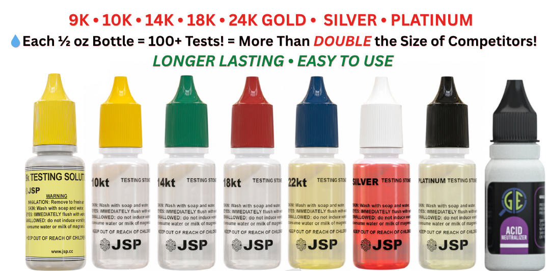 Gold Silver Platinum Testing Kit - Test 9K 10K 12K 14k 18K 22K 999 925 Sterling