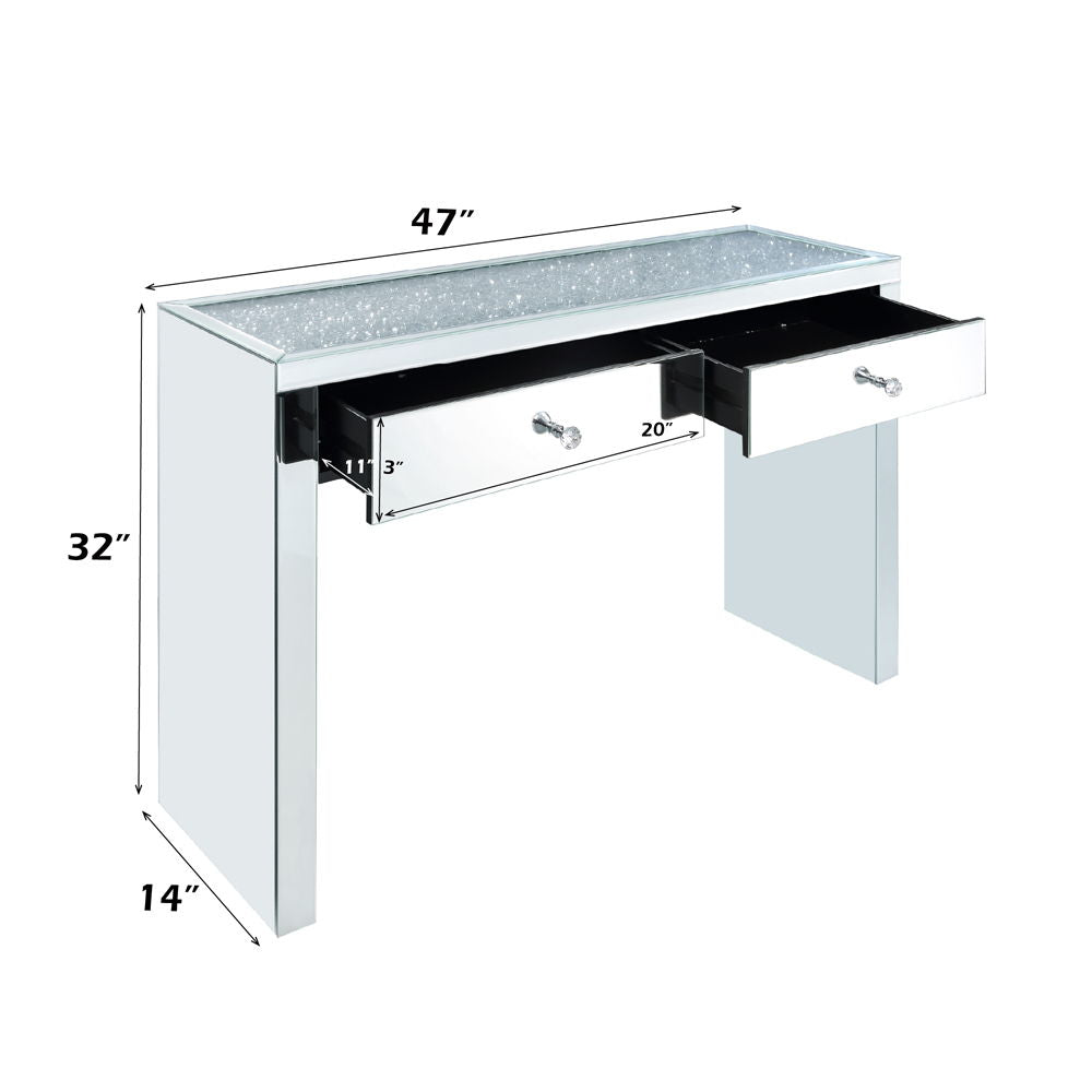 Noralie - 32"H Console Table - Mirrored & Faux Diamonds