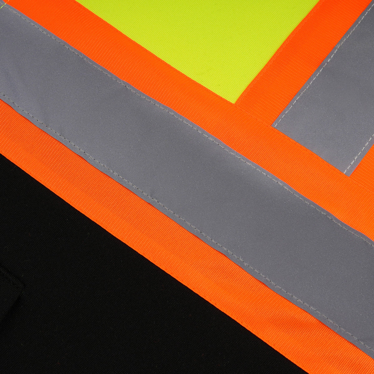 Hi-Vis Class 3 Color Block Zip-Up Hoodie with Reflective Stripes
