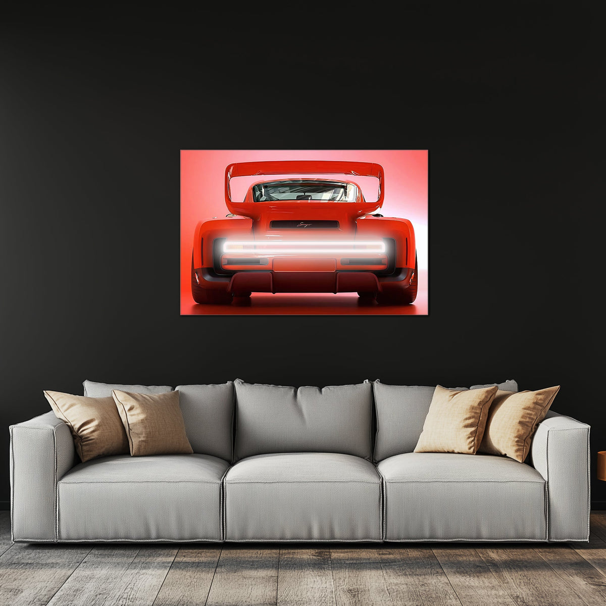 Car Neon LED Wall Art Sign With Glowing Lights UV Printed Acrylic Design Garage Decor