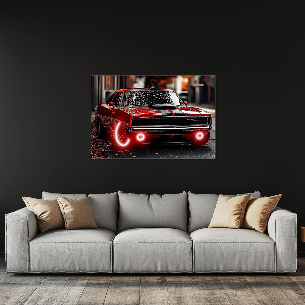 Neon LED Car Wall Art Sign - UV Printed Acrylic Garage Office Decor for Man Cave