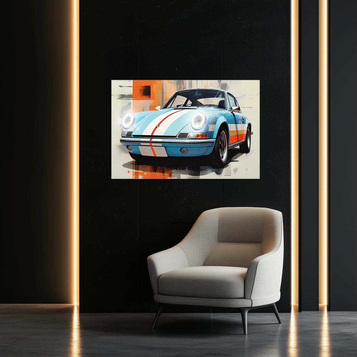 Neon LED Car Wall Art Sign - UV-Printed Acrylic Garage Decor