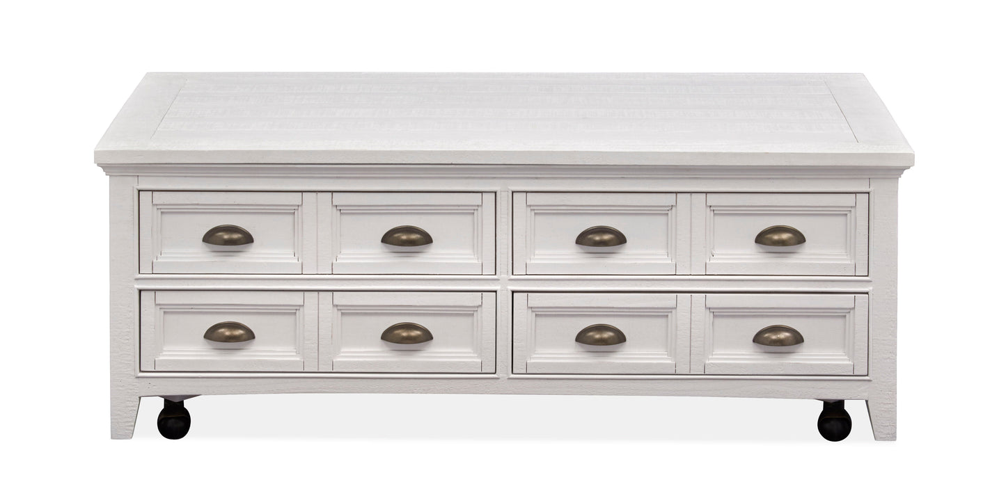 Heron Cove - Lift Top Storage Cocktail Table With Casters - Chalk White