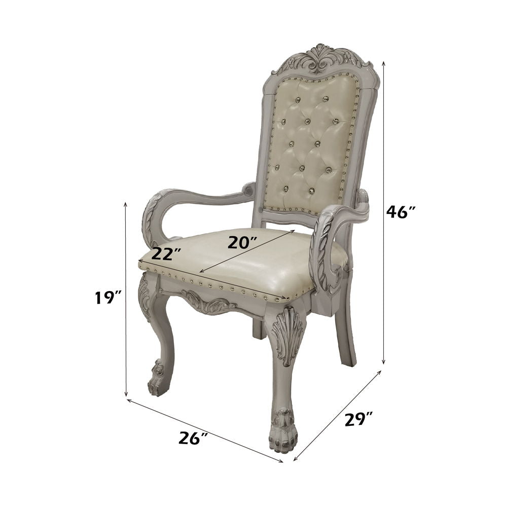 Dresden - Synthetic Leather Arm Chair (Set of 2) - Bone White