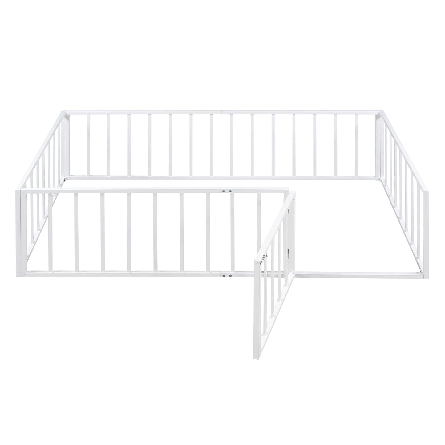 Metal Floor Bed Frame With Fence And Door