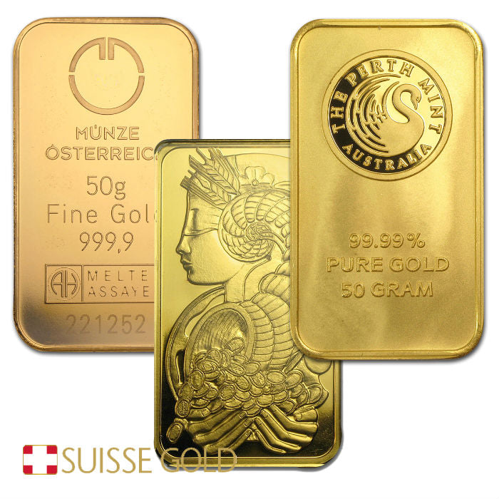 50 Gram Gold Bar 999 Fine Investment Grade Bullion 1.608 Oz
