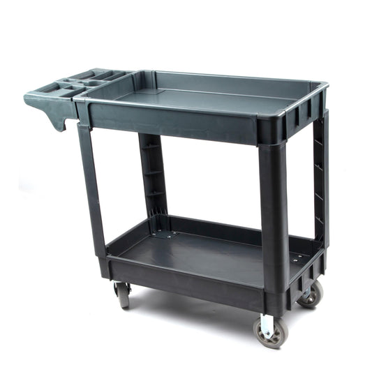 600 lbs Heavy Duty Rolling Utility Service Cart with Wheels, 3-Tier HDPE Deep Shelves, 5" Caster Wheels for Warehouse/Garage/Restaurants/Offices (SC3500D)