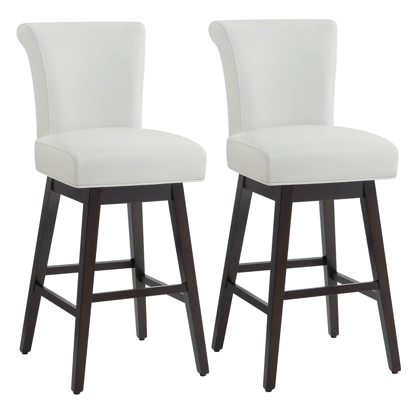 CHITA 30 Inch Counter Height Swivel Bar Stools Set of 2, FSC Certified Modern Upholstered Faux Leather Swivel Barstool Chairs with Back, Black
