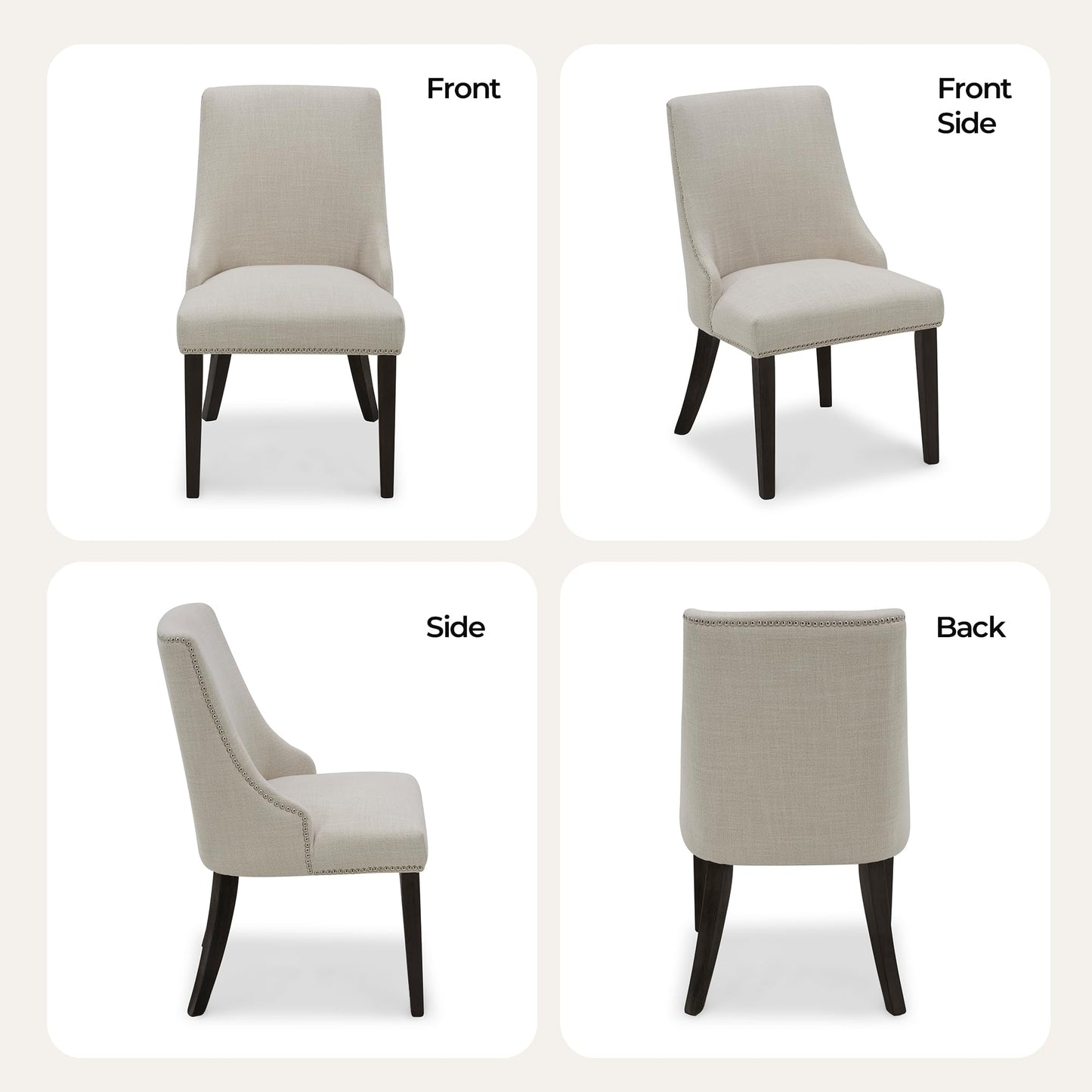 CHITA Modern High Back Dining Room Chairs Set of 2, Farmhouse Upholstered Dining Chairs, Fabric in Linen