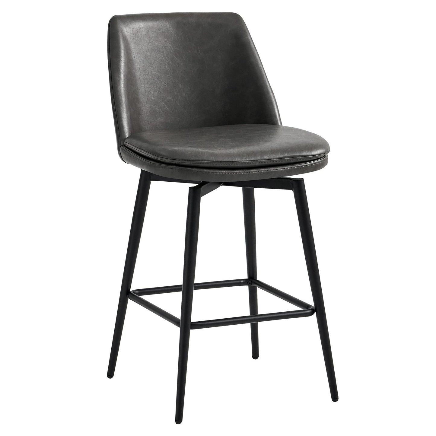 CHITA Swivel Bar Stools, 27.2" Counter Height Bar Stools Set of 3, FSC Certified Upholstered Modern Counter Stools, Metal Legs, Faux Leather, Saddle Brown