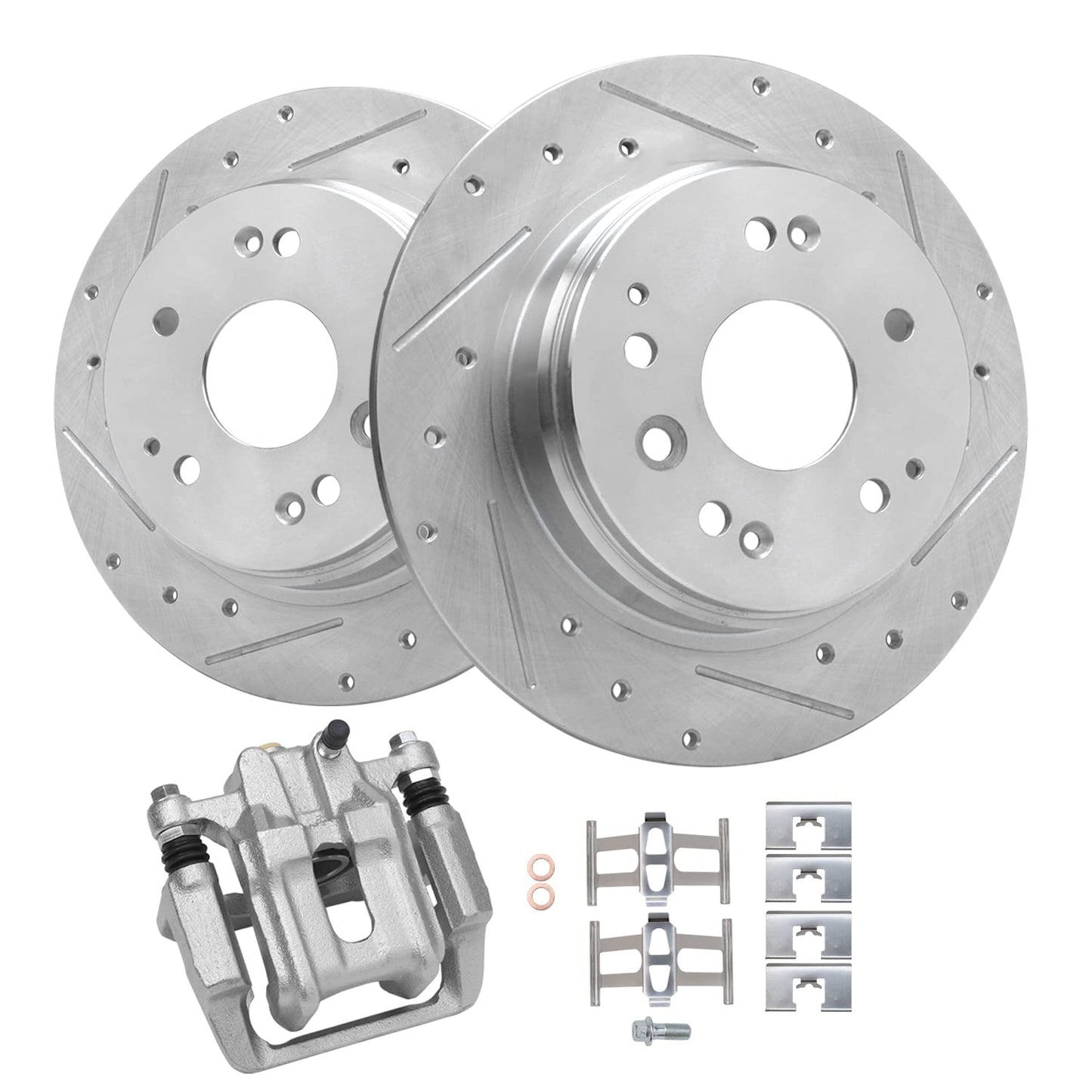 Detroit Axle - Front Brake Kit for Chevy GMC Silverado Sierra 2500HD 3500, Avalanche 2500, Sierra 3500HD, Express Savana 3500 4500 Drilled Disc Brakes Rotors Ceramic Brake Pads Replacement:12.8" inch