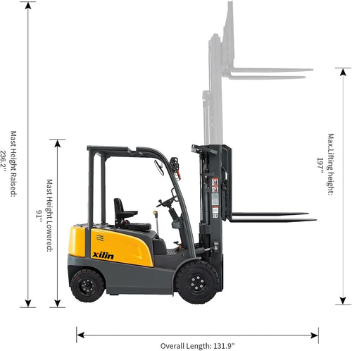 APOLLOLIFT 4-Wheel Electric Forklift Lead-Acid Battery Forklift 5500LBS 197" Lifting Height