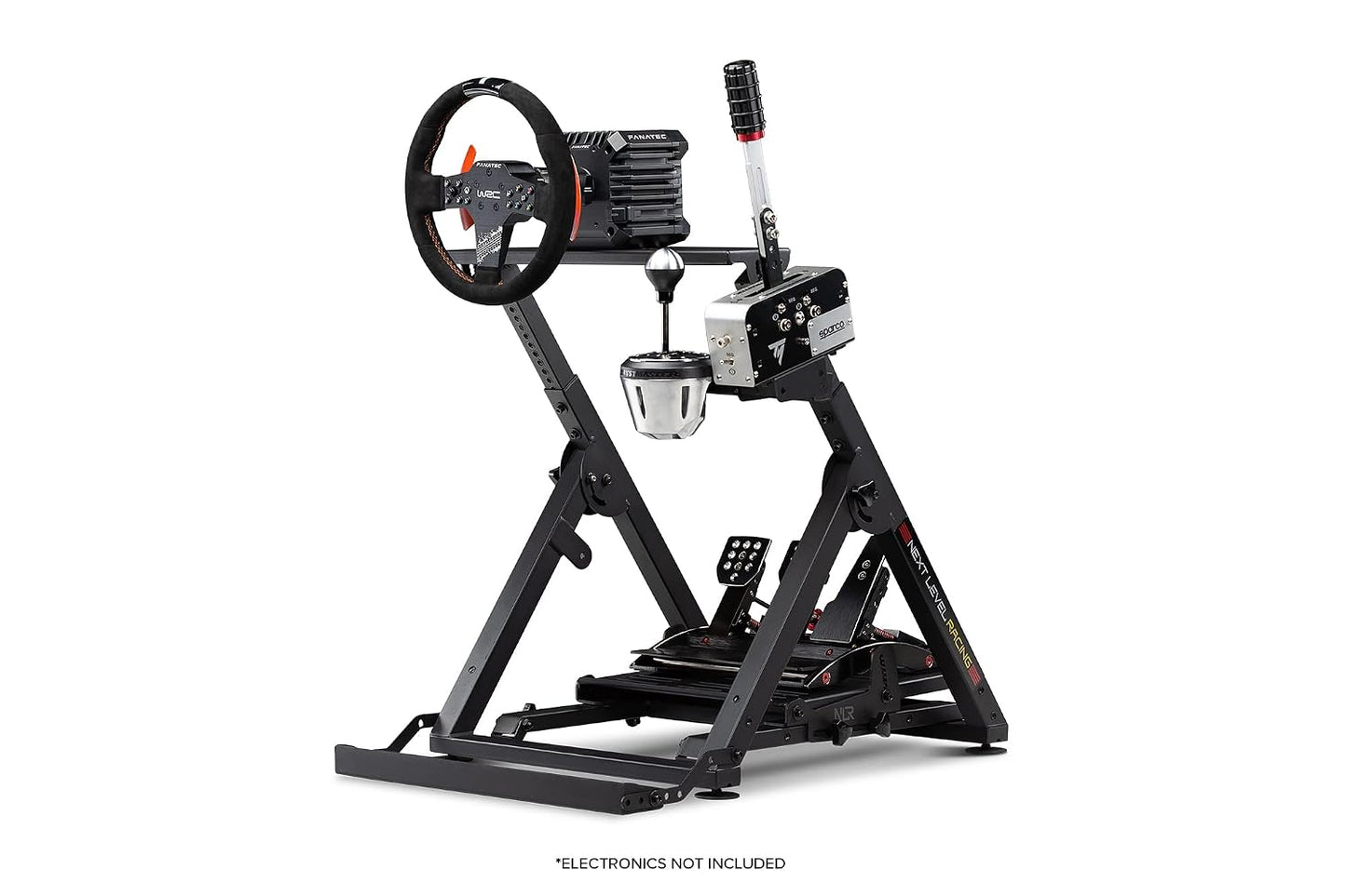 Next Level Racing Wheel Stand 2.0. Steering wheel stand for Thrustmaster, Fanatec, moza Racing on PC and video game consoles. Upgradeable to full cockpit with GTSeat add-on (not included)