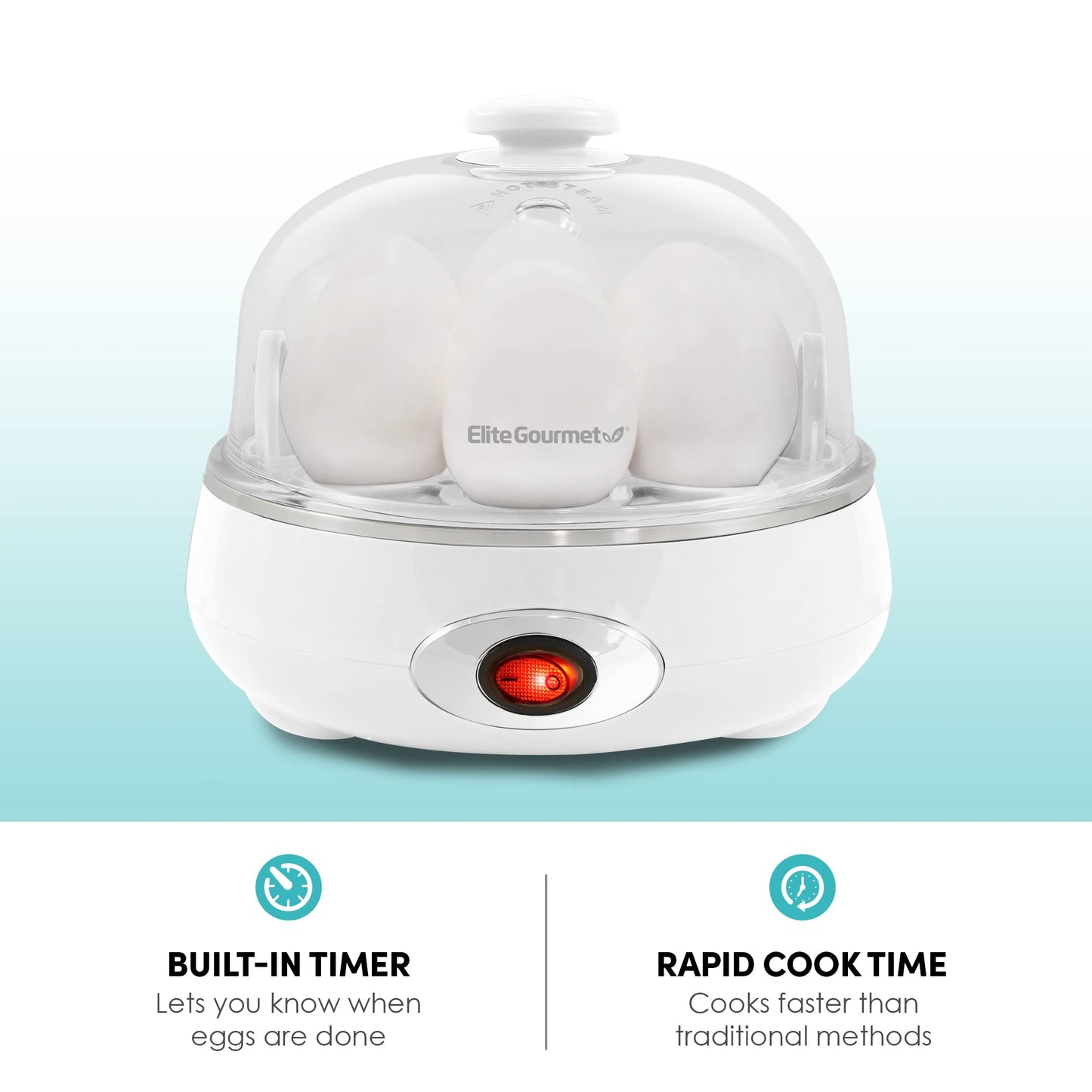 Elite Gourmet EGC115B Easy Egg Cooker Electric 7-Egg Capacity, Soft, Medium, Hard-Boiled Egg Cooker with Auto Shut-Off, Measuring Cup Included, BPA Free, Classic Black