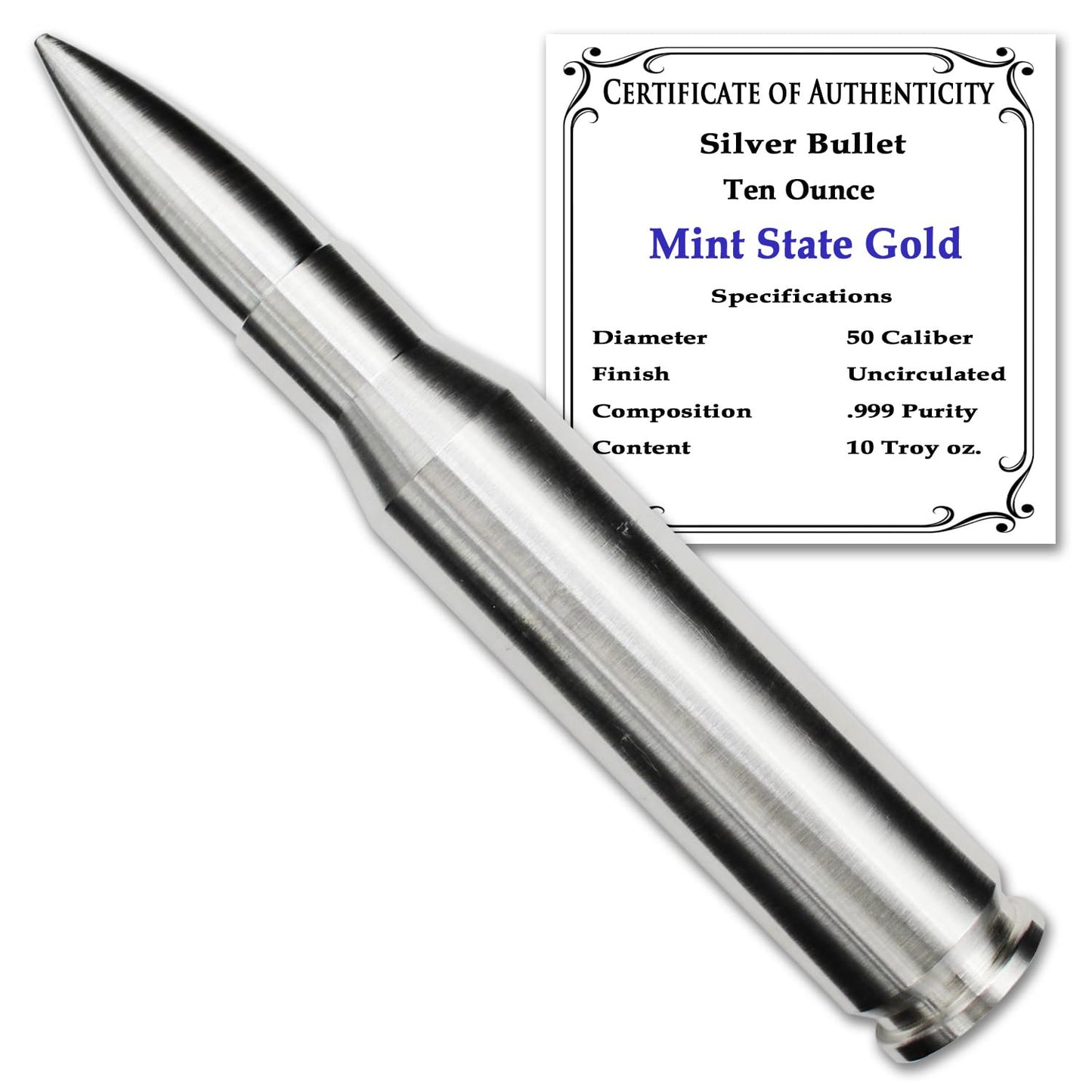 Silver Bullet - .45 Caliber (1 oz) - .999 Pure Silver by Mint State Gold