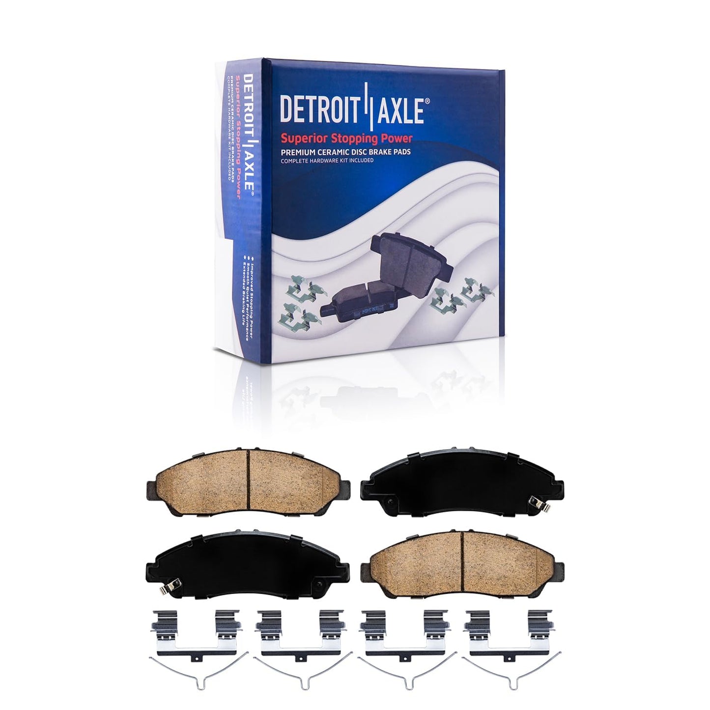 Detroit Axle - Rear Brake Pads for 2019-2024 Chevy Silverado 1500 GMC Sierra 1500, 2021-2024 Tahoe Suburban Yukon XL Cadillac Escalade ESV, Canyon LYRIQ Colorado, Ceramic Brake Pads with Hardware