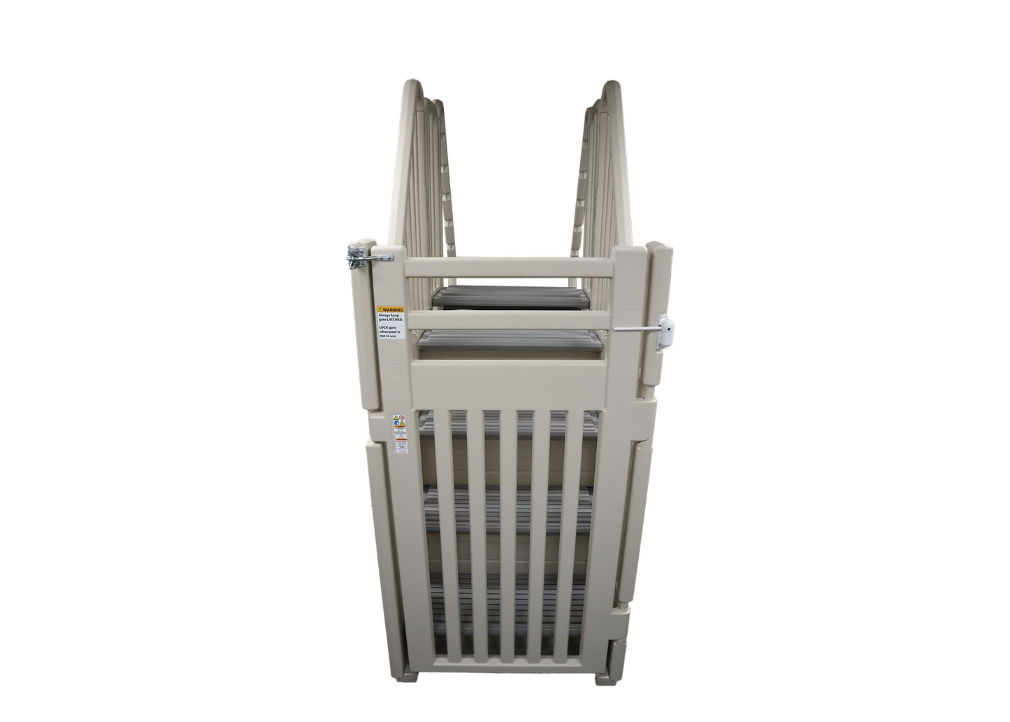Confer Plastics Step-1X: Sturdy Above Ground Entry System with Dual Handrails and Slip-Resistant Steps, Easy Installation, Supports up to 400 lbs - Proudly Made in USA. Warm Grey with Grey Treads