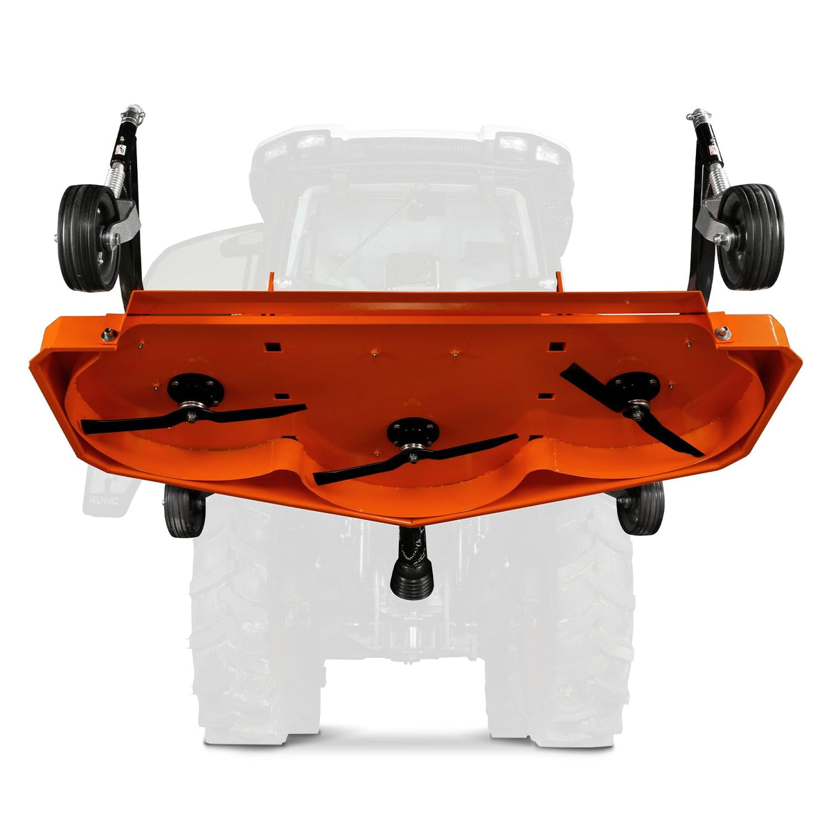 3 Point PTO 60'' Working Width Finish Mower Attachment for 18-50hp Tractor, Category 1 Hitch, 4-Tires, 0.4'' - 4.5'' Adjustable Cutting Height, Model FM150