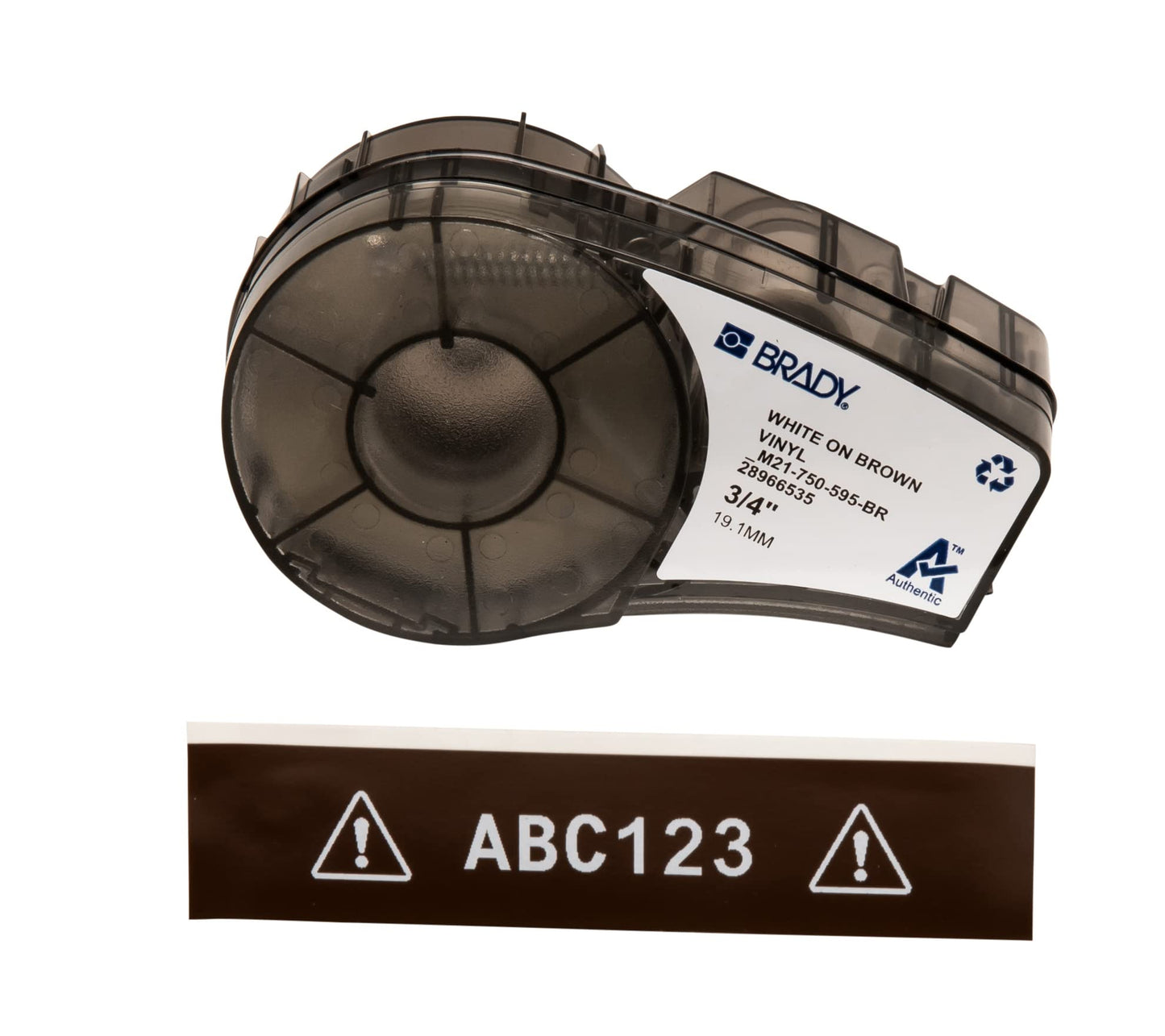 Brady Authentic (M21-750-595-WT) All-Weather Vinyl Label for Indoor/Outdoor ID, Lab and Equipment Labeling, Black on White- For M210, M210-LAB, M211, BMP21-PLUS and BMP21-LAB Printers, .75" W 21' L